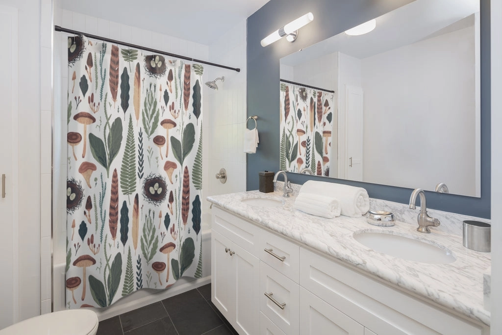 Mushrooms Floral Shower Curtain