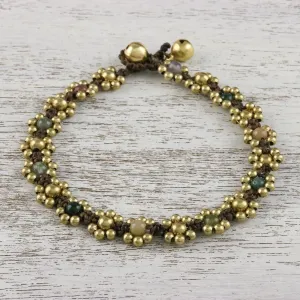 Musical Dream Agate Adjustable Beaded Anklet from Thailand