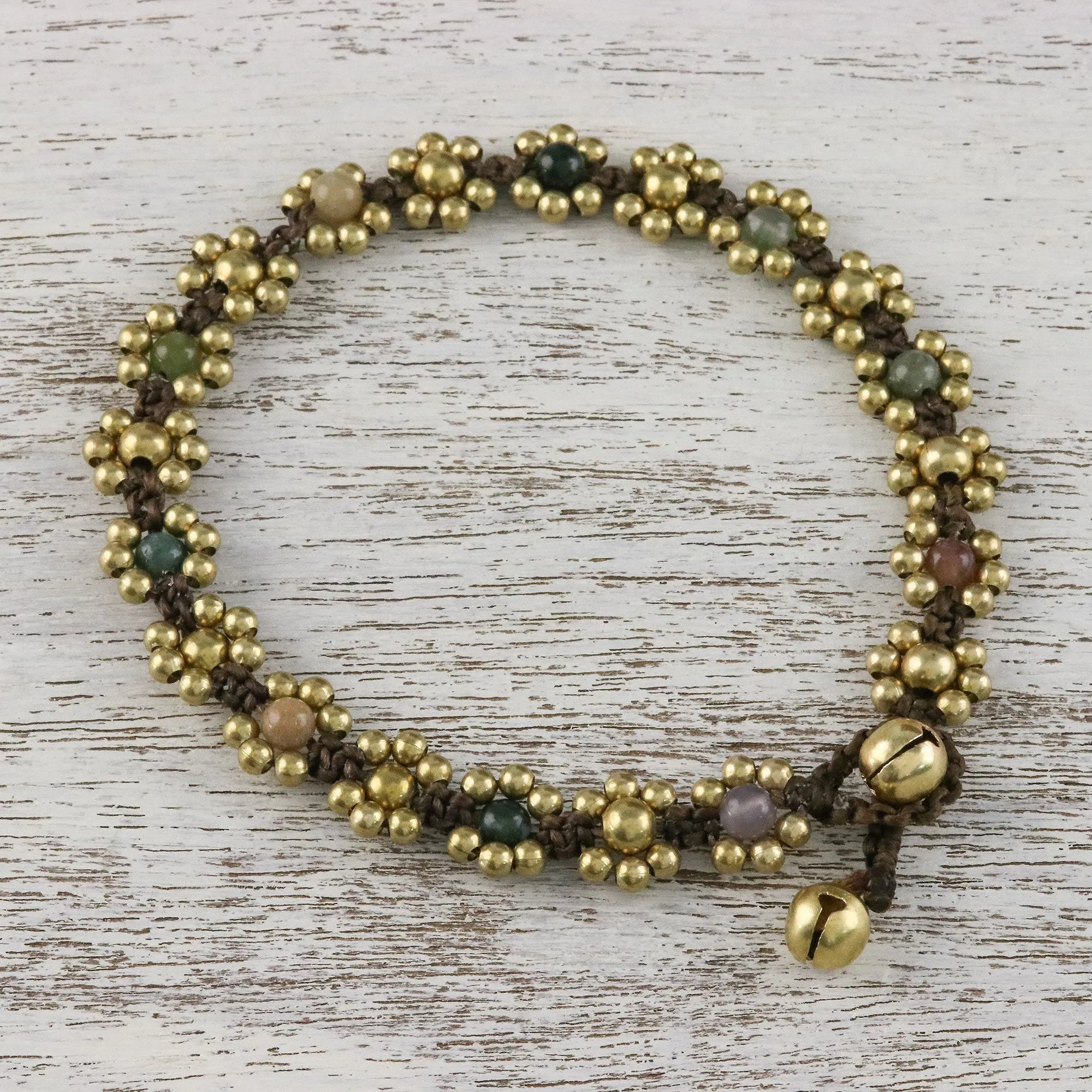 Musical Dream Agate Adjustable Beaded Anklet from Thailand