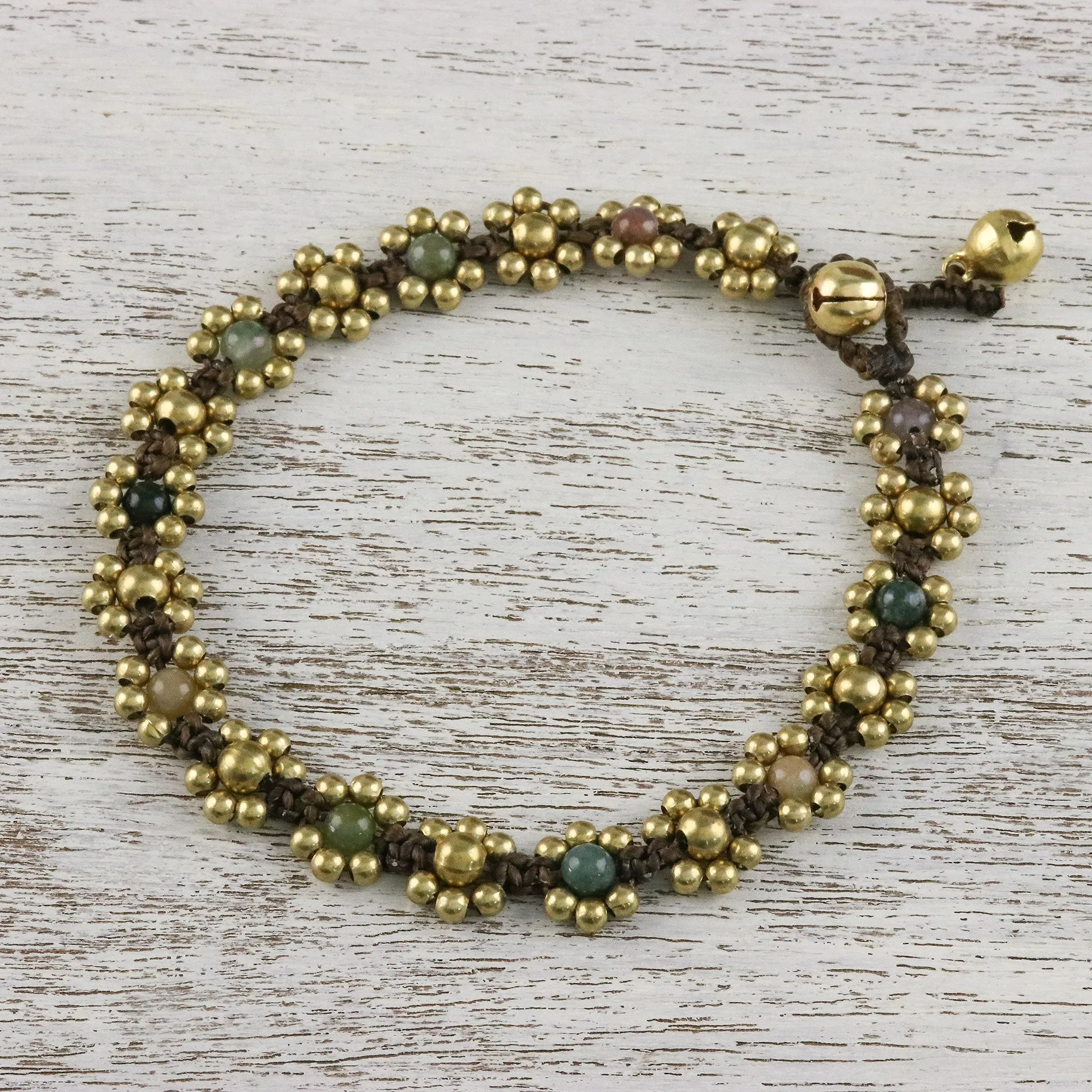 Musical Dream Agate Adjustable Beaded Anklet from Thailand
