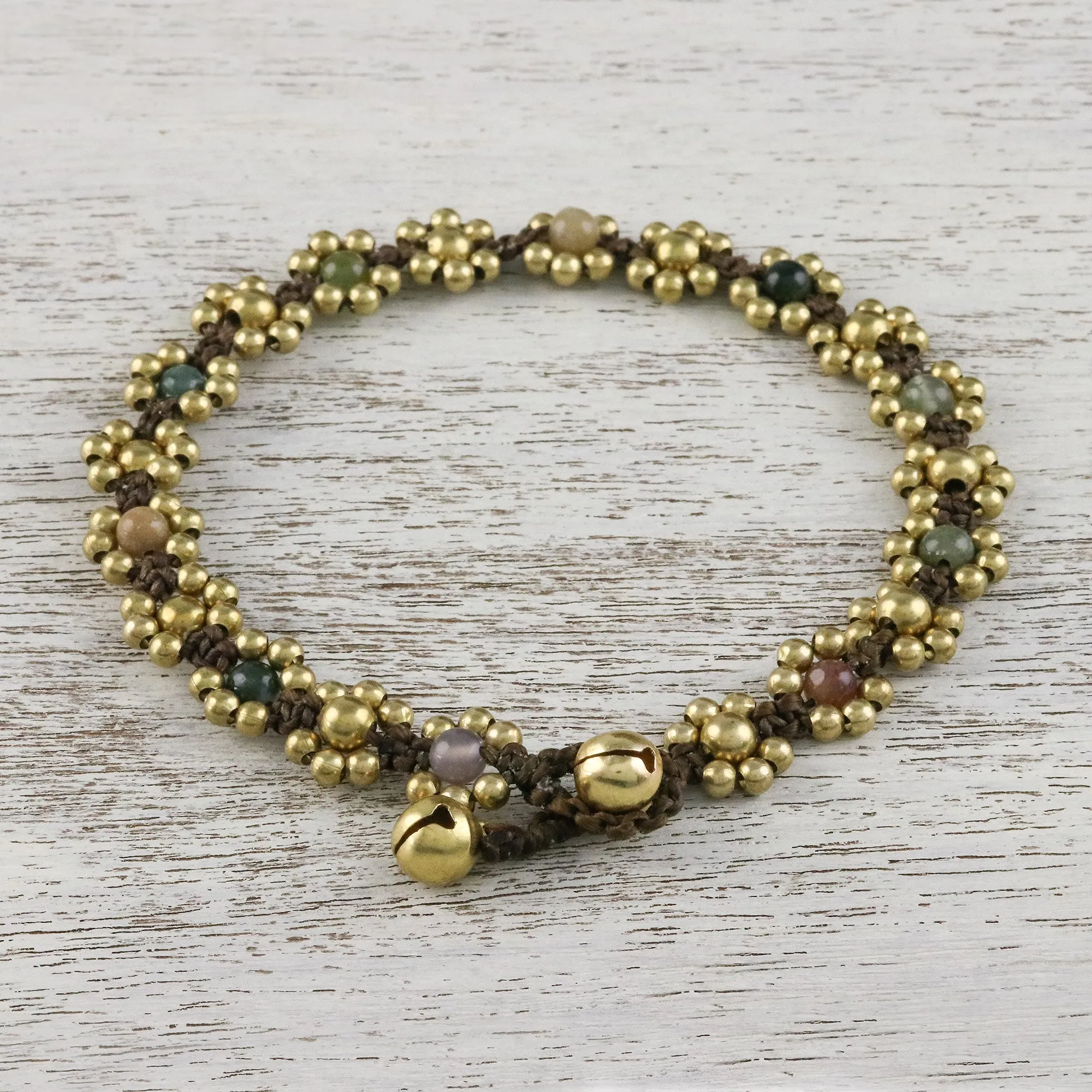 Musical Dream Agate Adjustable Beaded Anklet from Thailand