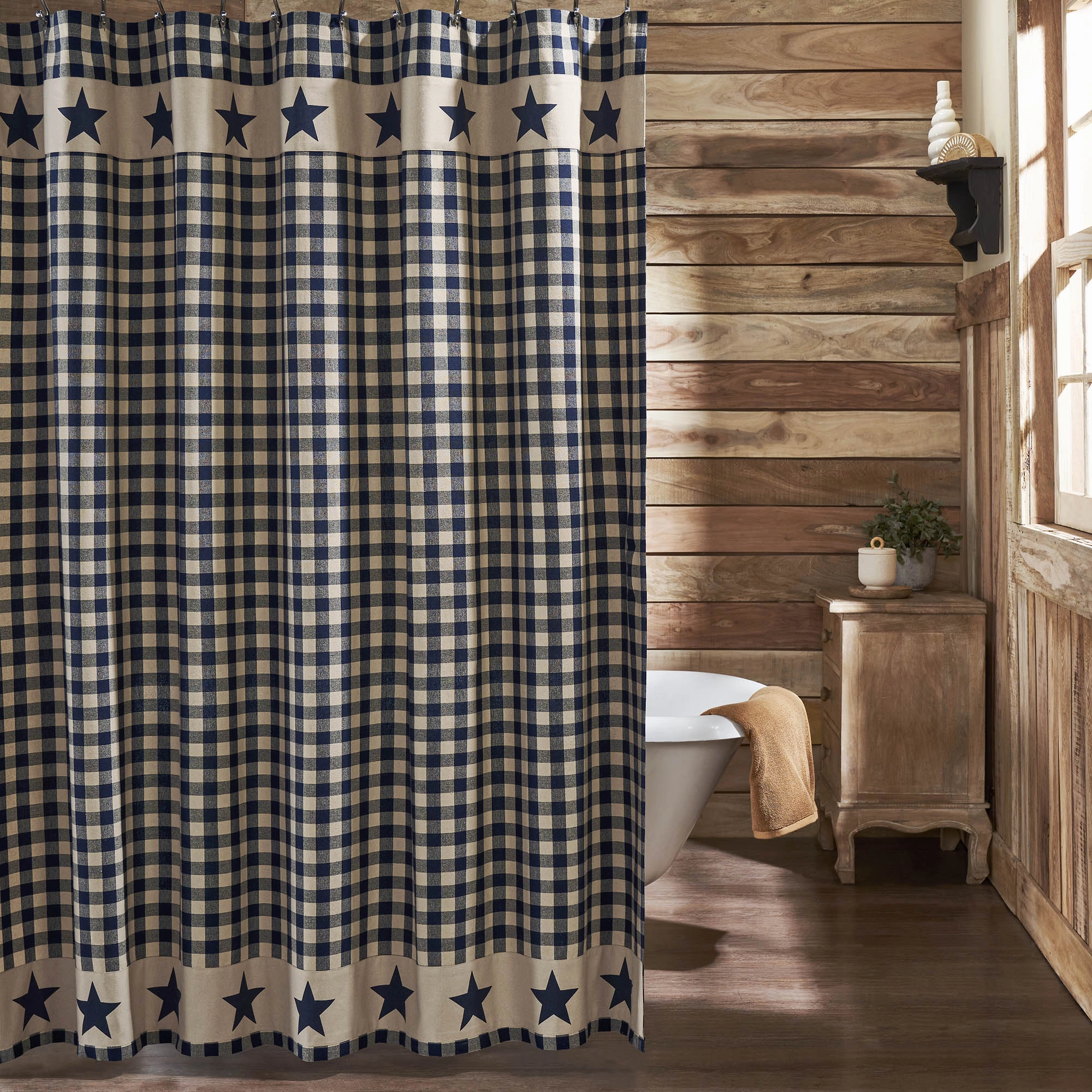My Country Navy & Khaki Shower Curtain Lighting,Lamps Fixtures