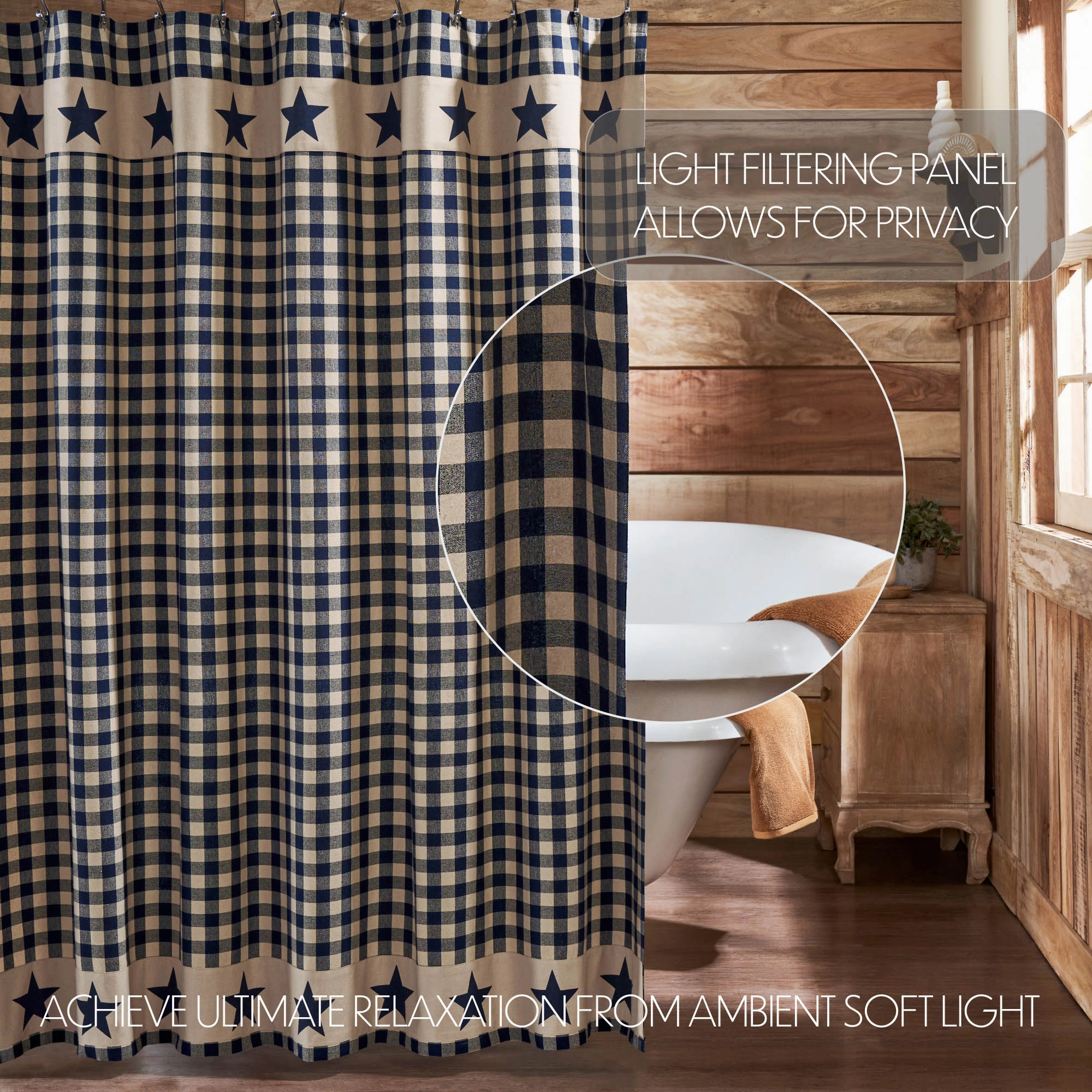 My Country Navy & Khaki Shower Curtain