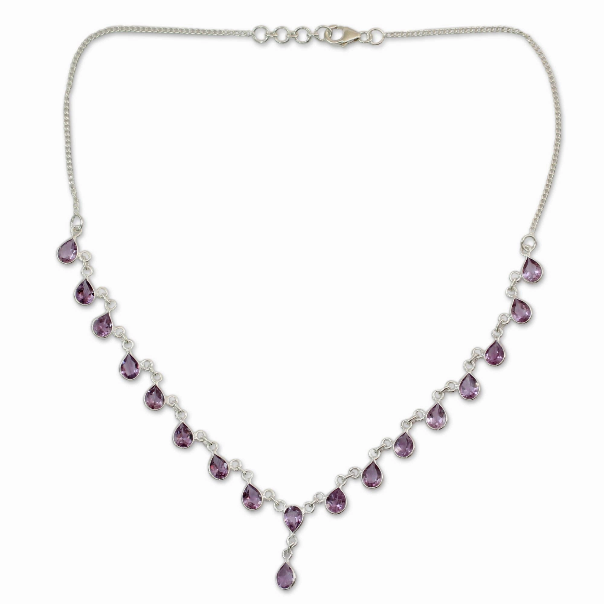 Mystical Femme Amethyst & Silver Y Necklace