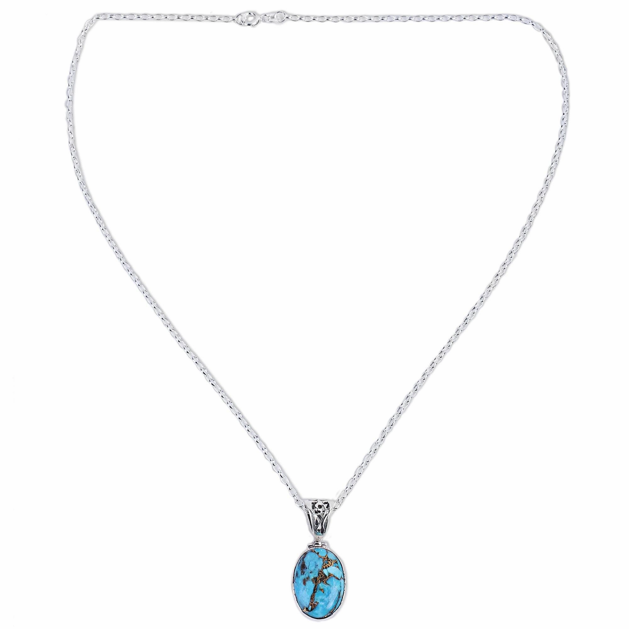 Mystical Turquoise Oval Pendant Necklace