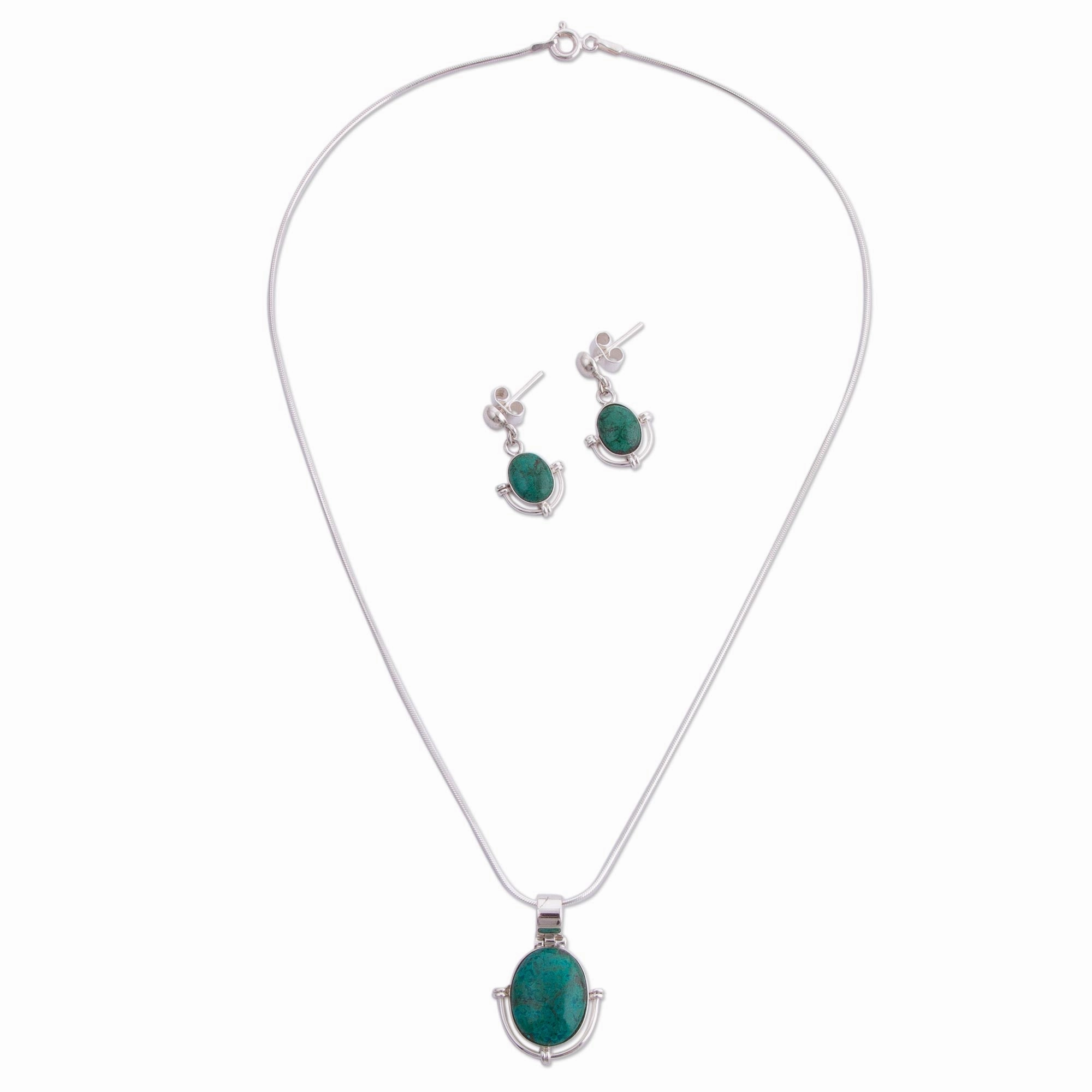 Mystique Chrysocolla jewelry set