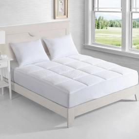 Nanofibre 400 Thread Count Down Alternative Water and Stain Resistant Mattress Pad - White mattress pads,mattress topper,bed protection