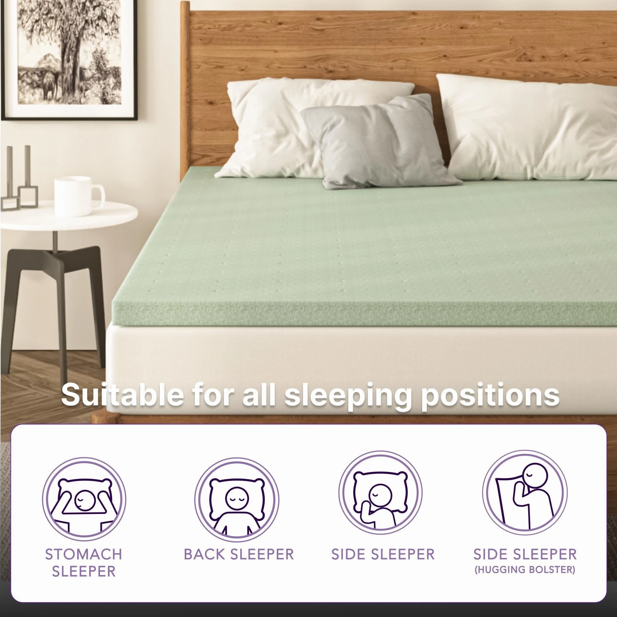 NapQueen Ventilated Green Tea Memory Foam Mattress Topper