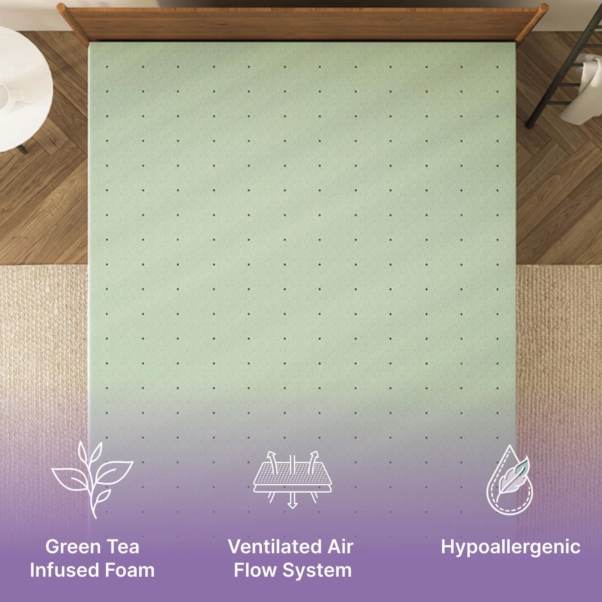NapQueen Ventilated Green Tea Memory Foam Mattress Topper