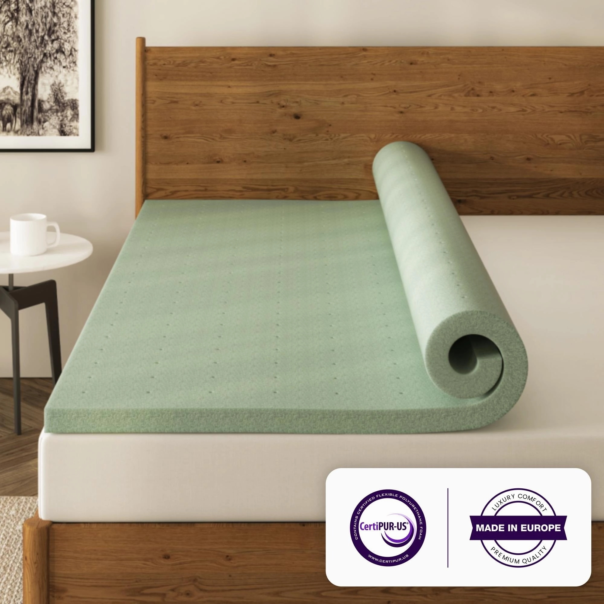 NapQueen Ventilated Green Tea Memory Foam Mattress Topper
