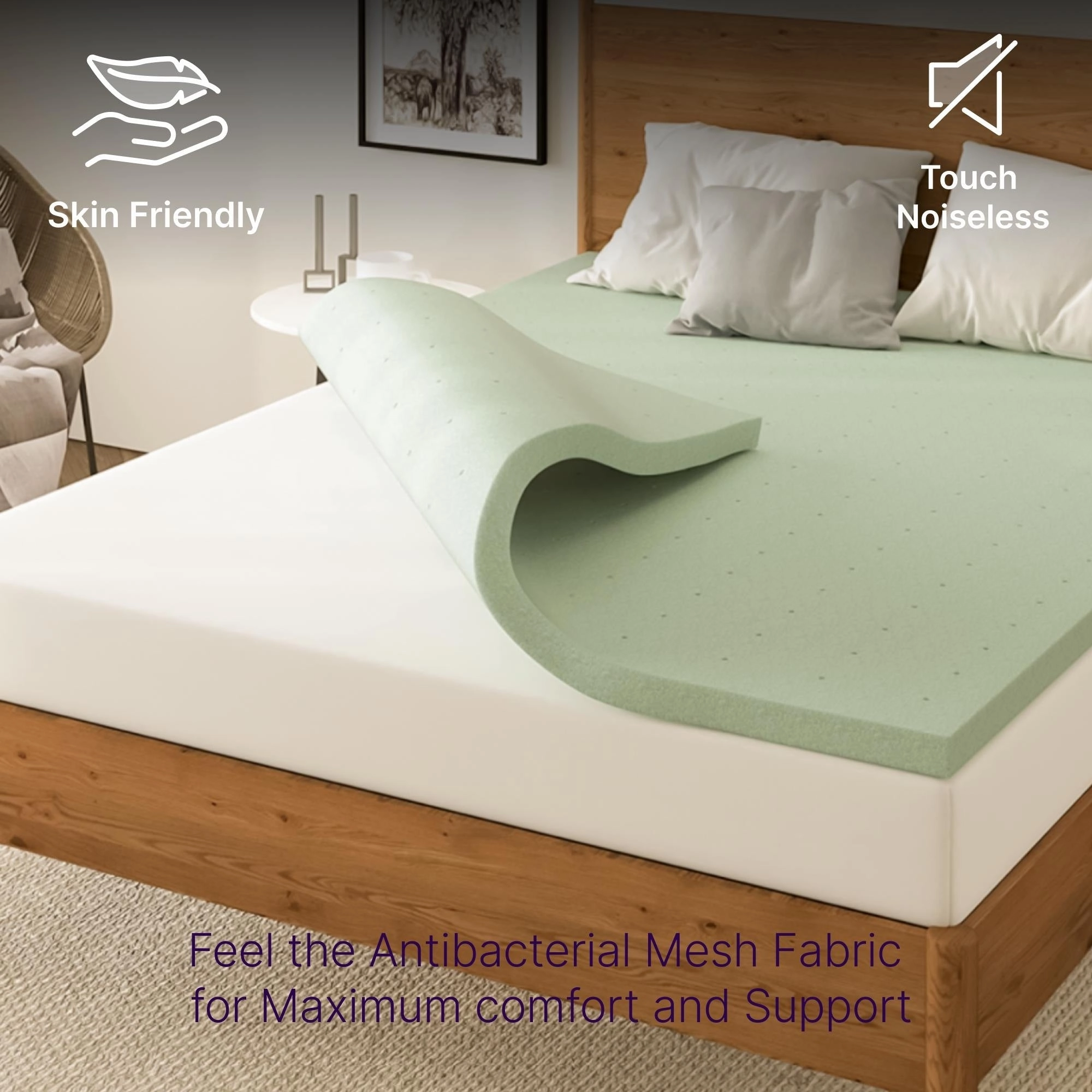 NapQueen Ventilated Green Tea Memory Foam Mattress Topper