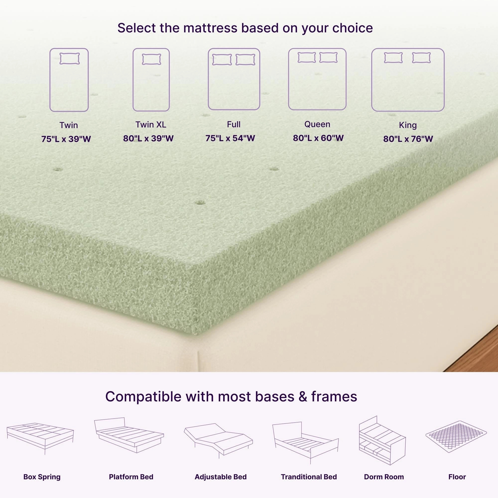 NapQueen Ventilated Green Tea Memory Foam Mattress Topper
