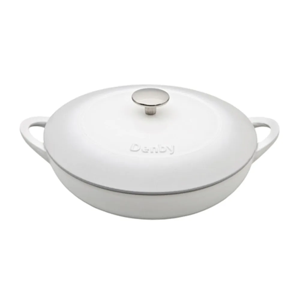 Natural Cast Iron Shallow casserole dish, D30cm, Light Grey curtain fabric, upholstery textile
