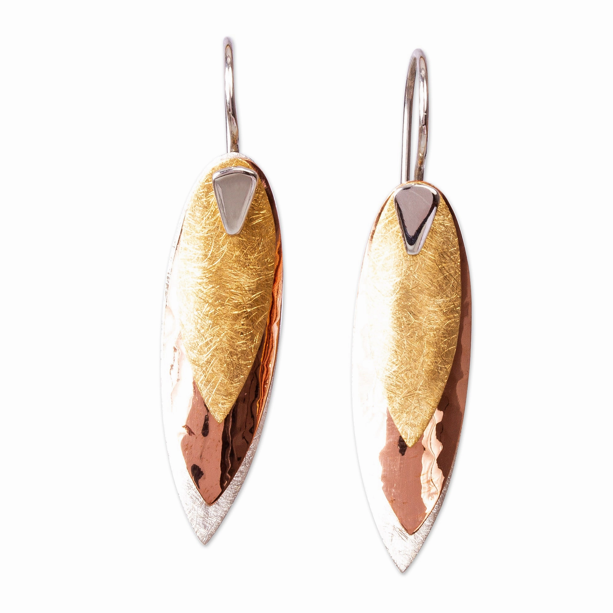 Nature's Enchantment Mexican 925 Sterling Silver Gold & Copper Earrings
