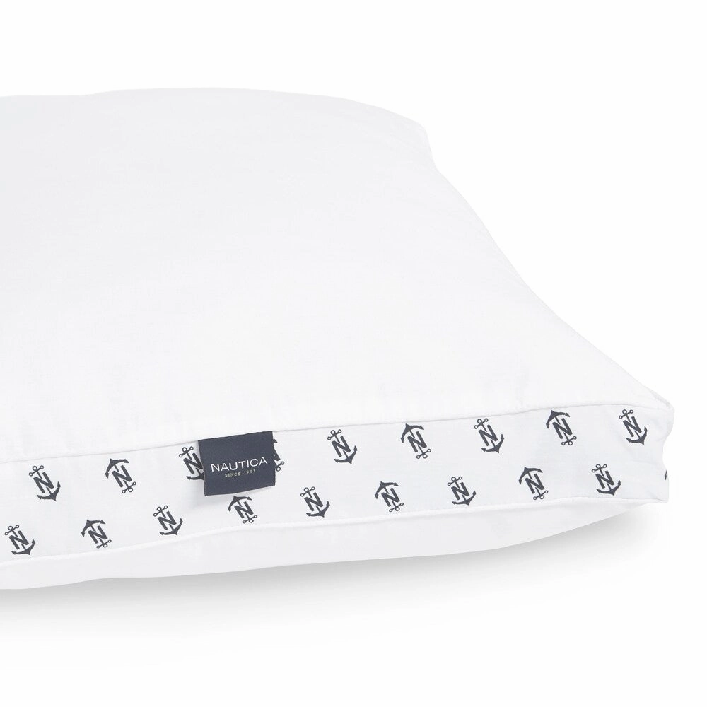 Nautica LUX-LOFT Down Alternative Novelty Print Gusset Pillow - White pillows,bed pillow,sleeping cushion