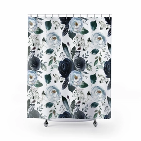 Navy Blue Floral Shower Curtain Lighting,Home Lighting