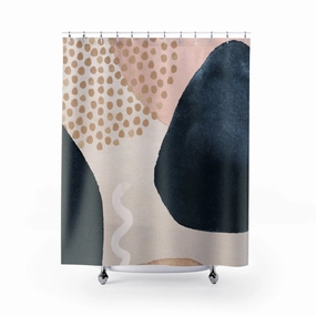 Navy, Blush Pink, Beige Abstract Shower Curtain Lighting,Home Lighting