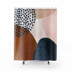 Navy, Rust, Beige Abstract Shower Curtain Lighting,Home Lighting