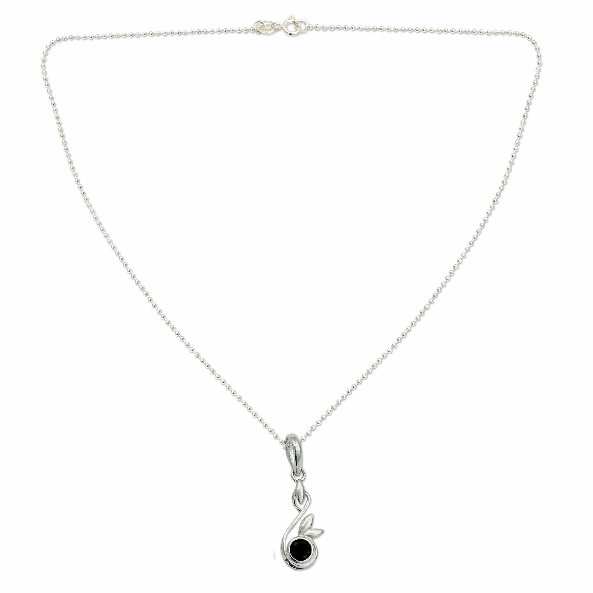 New Growth Indian Sterling Silver and Garnet Necklace from India