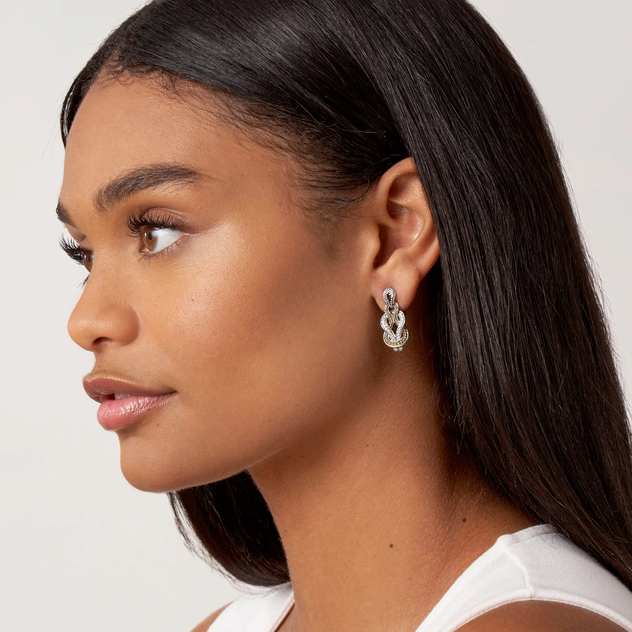 Newport Caviar Knot Diamond Drop Earrings