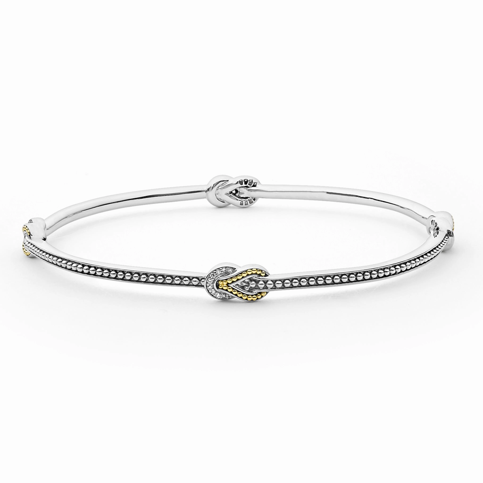 Newport Four Station Two-Tone Knot Diamond Bangle Bracelet