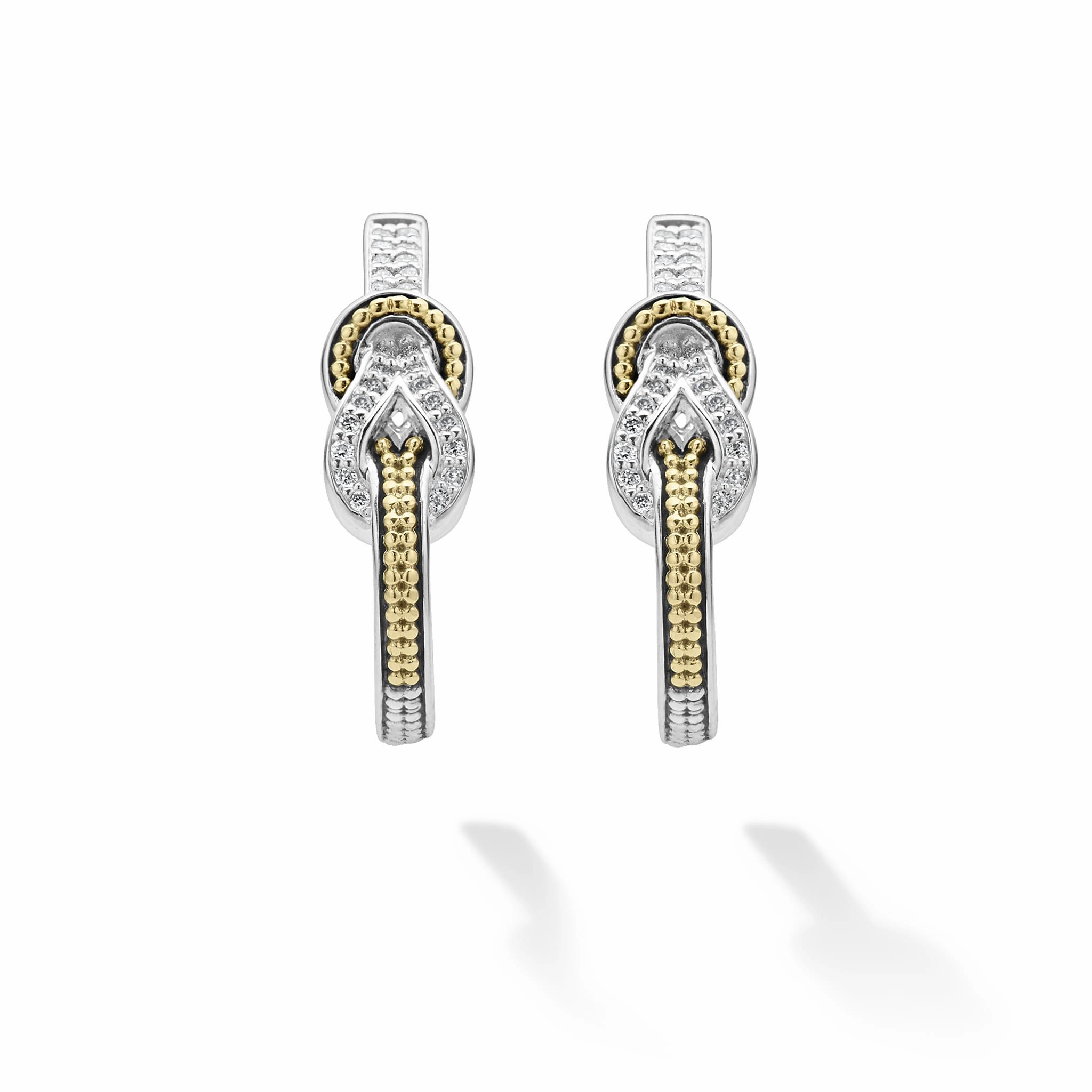Newport Two-Tone Knot Diamond Half Hoop Earring