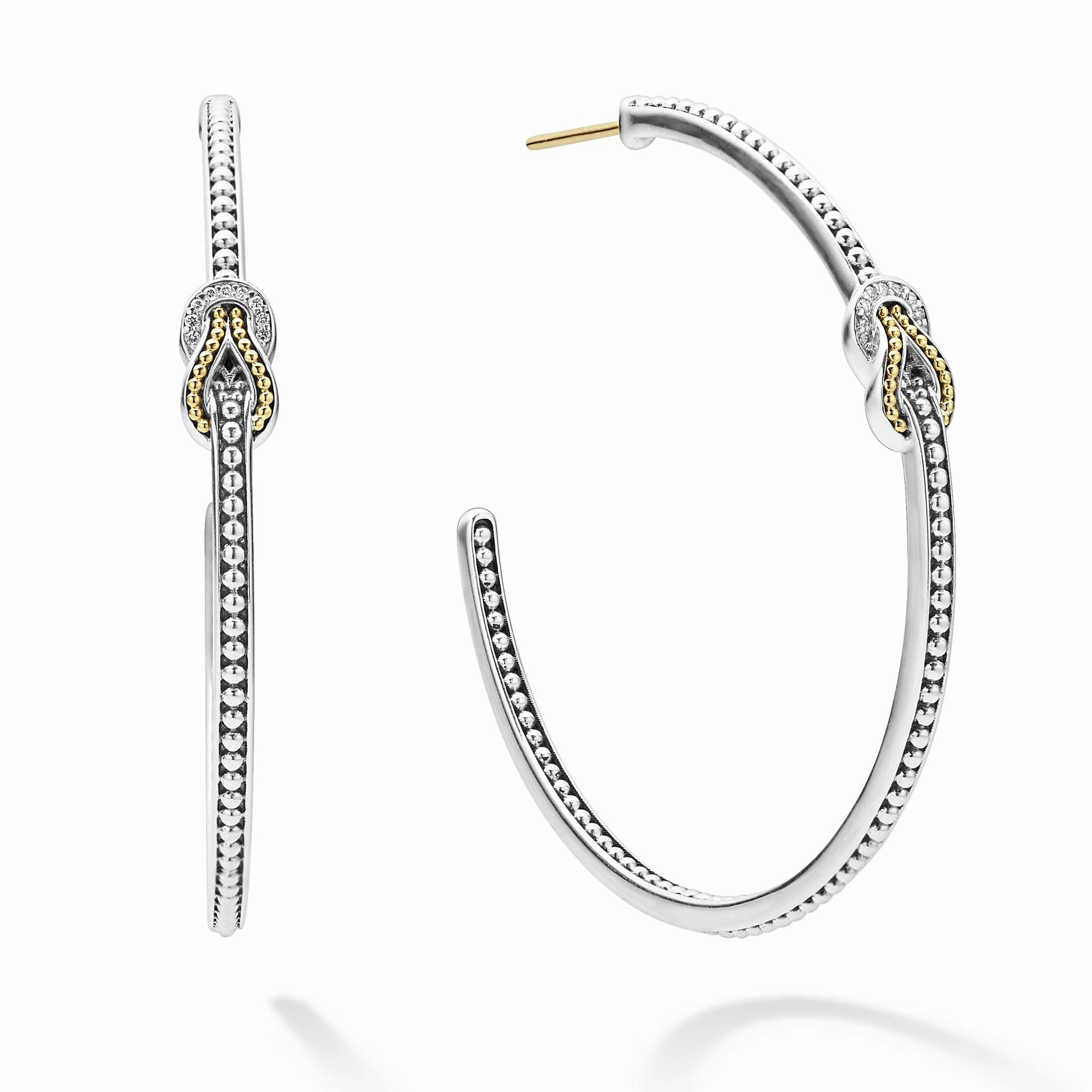 Newport Two-Tone Knot Diamond Hoop Earring