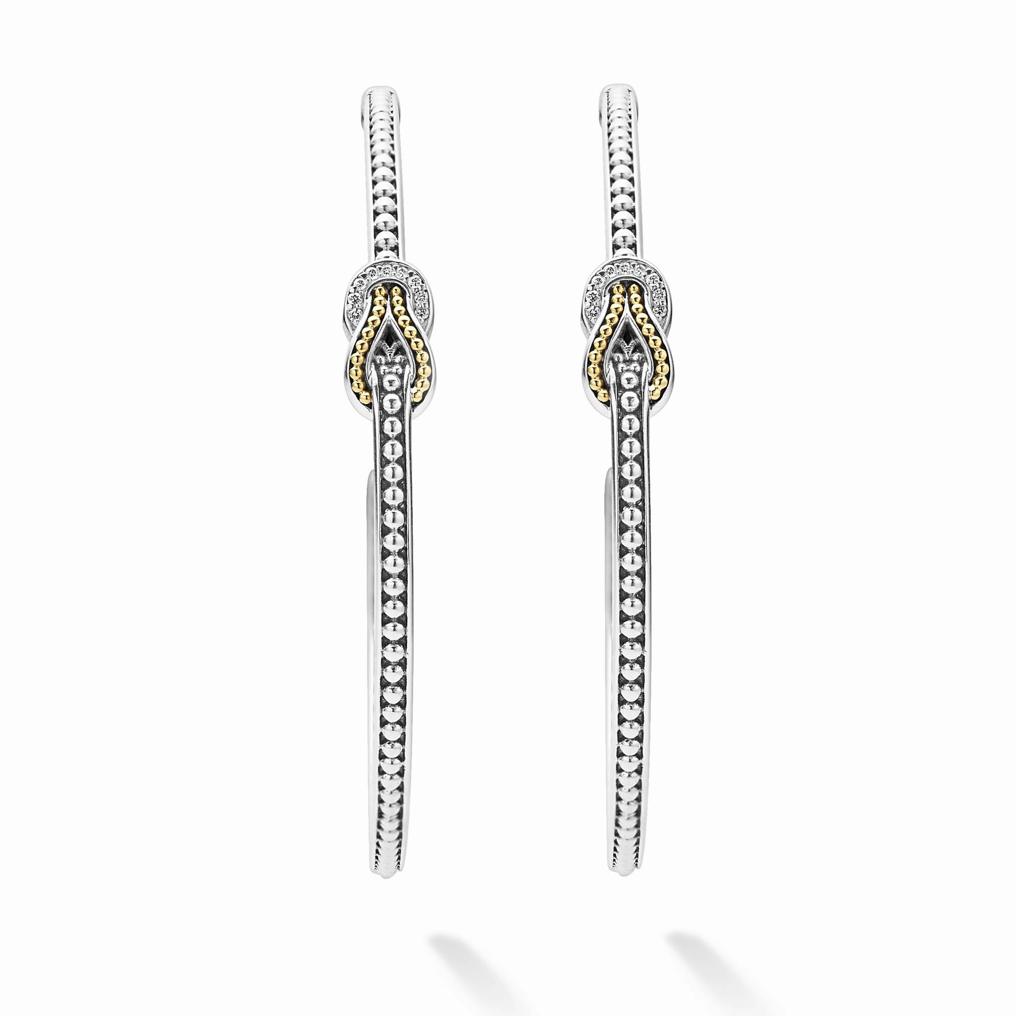 Newport Two-Tone Knot Diamond Hoop Earring