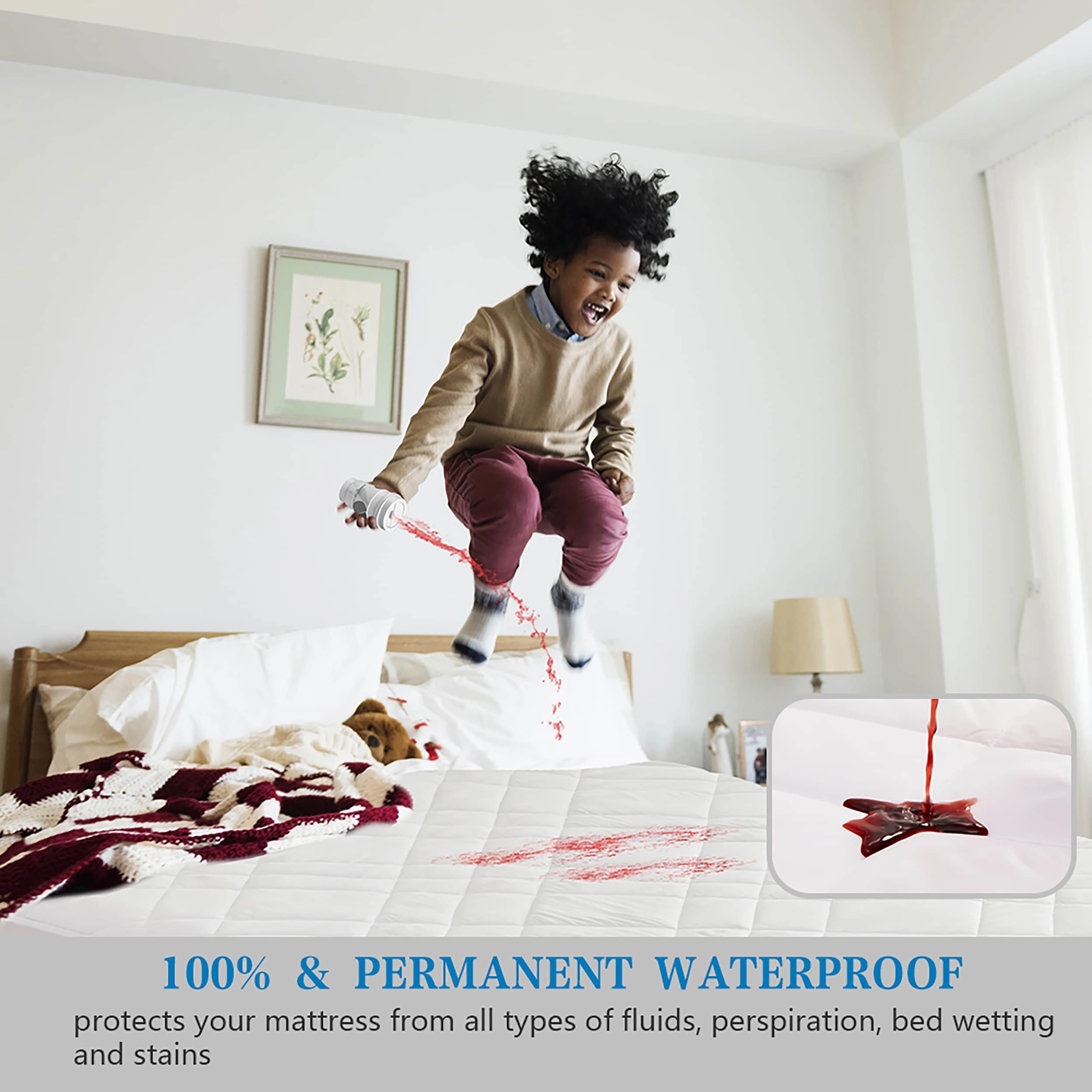 NexHome California King Size Quilted Fitted Mattress Pad Microfiber 100% Waterproof Mattress Protector Cover