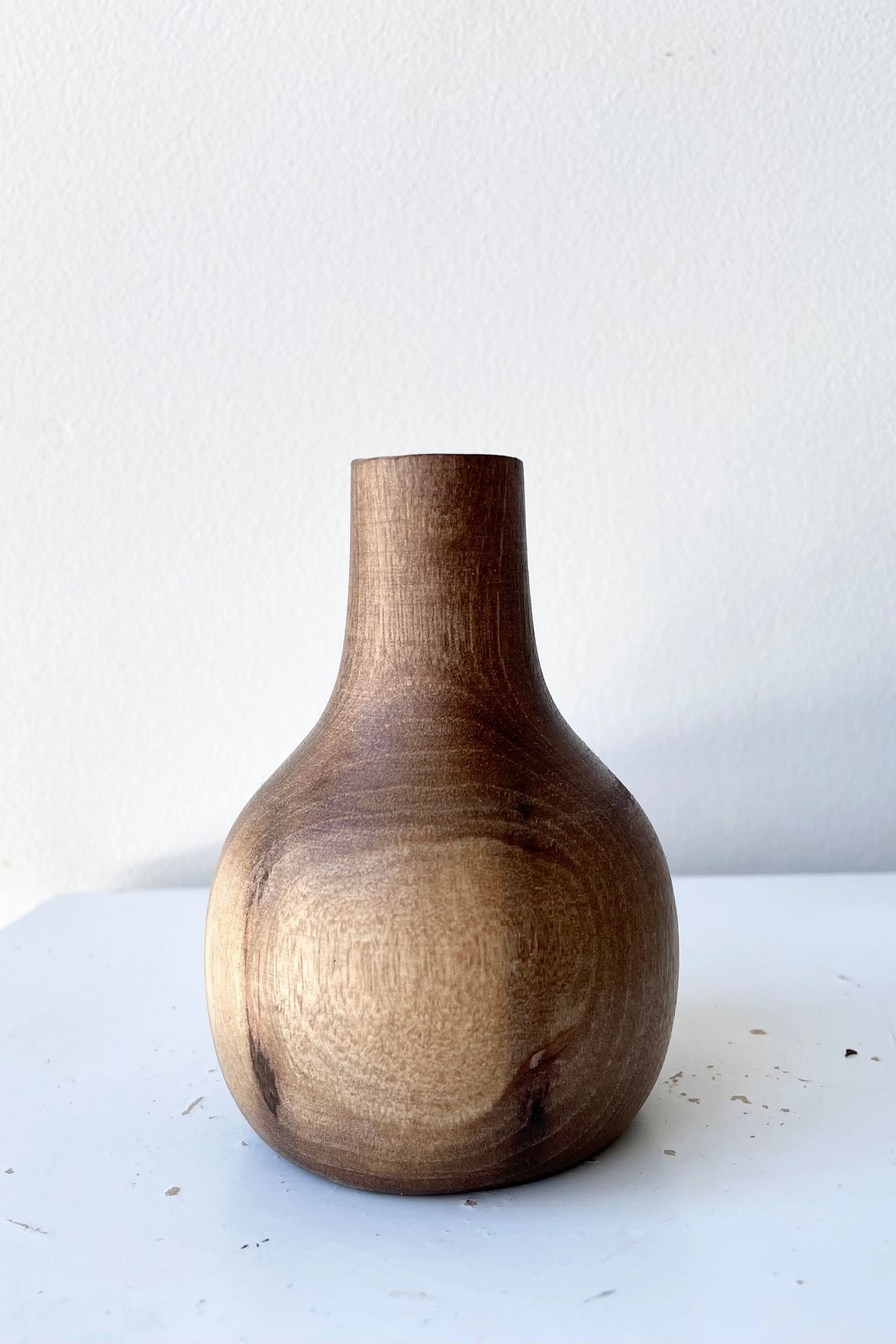 Nina Wood Vase Walnut Medium Vase,Flower Vase