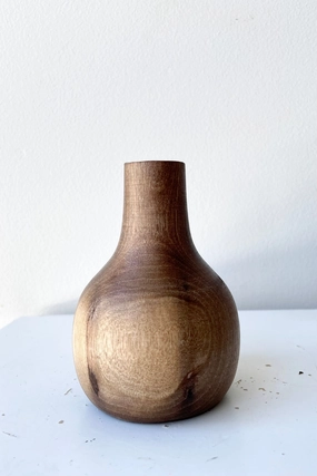 Nina Wood Vase Walnut Medium Vase,Flower Vase