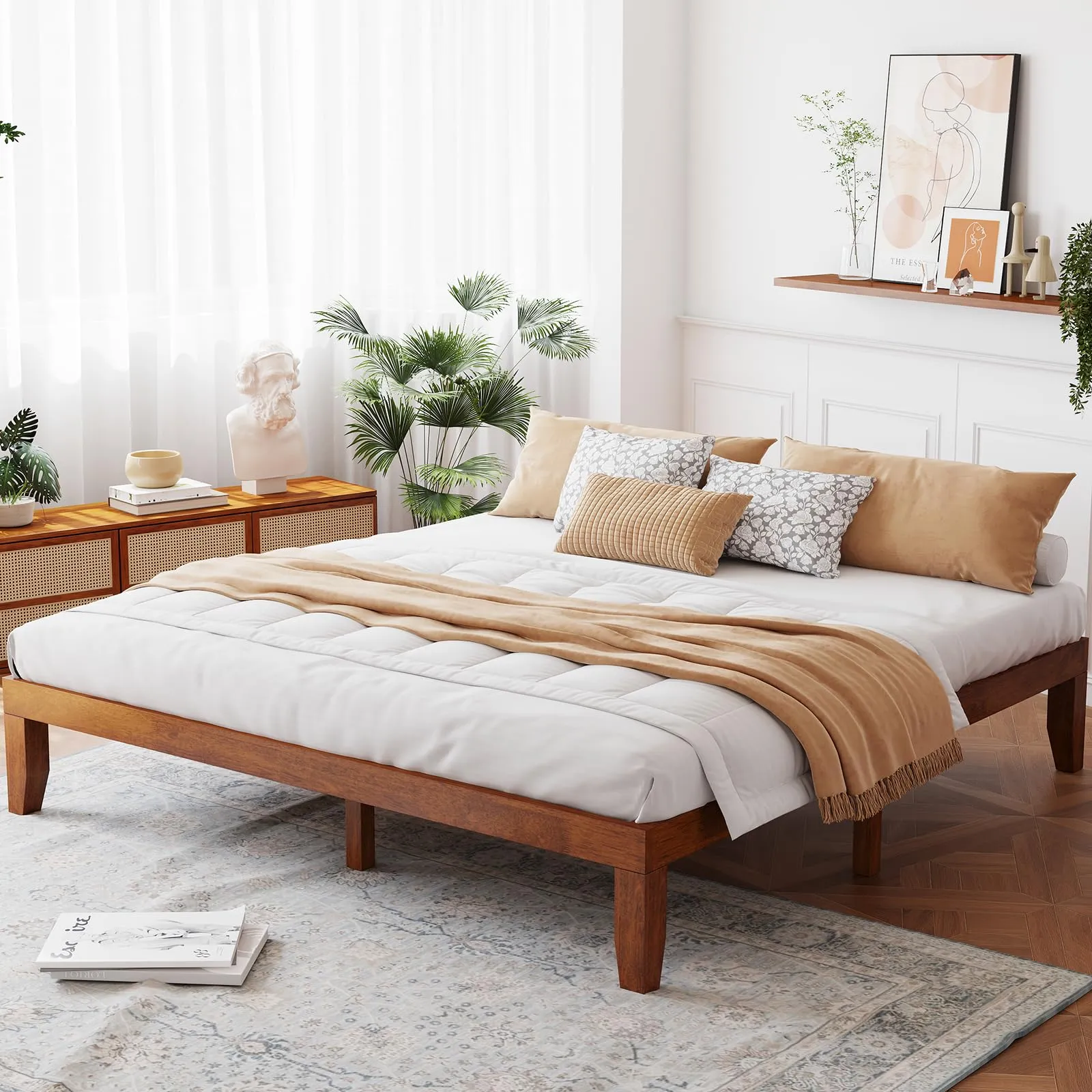 No Box Spring Needed 14 Inch Solid Wood Platform Bed Frame