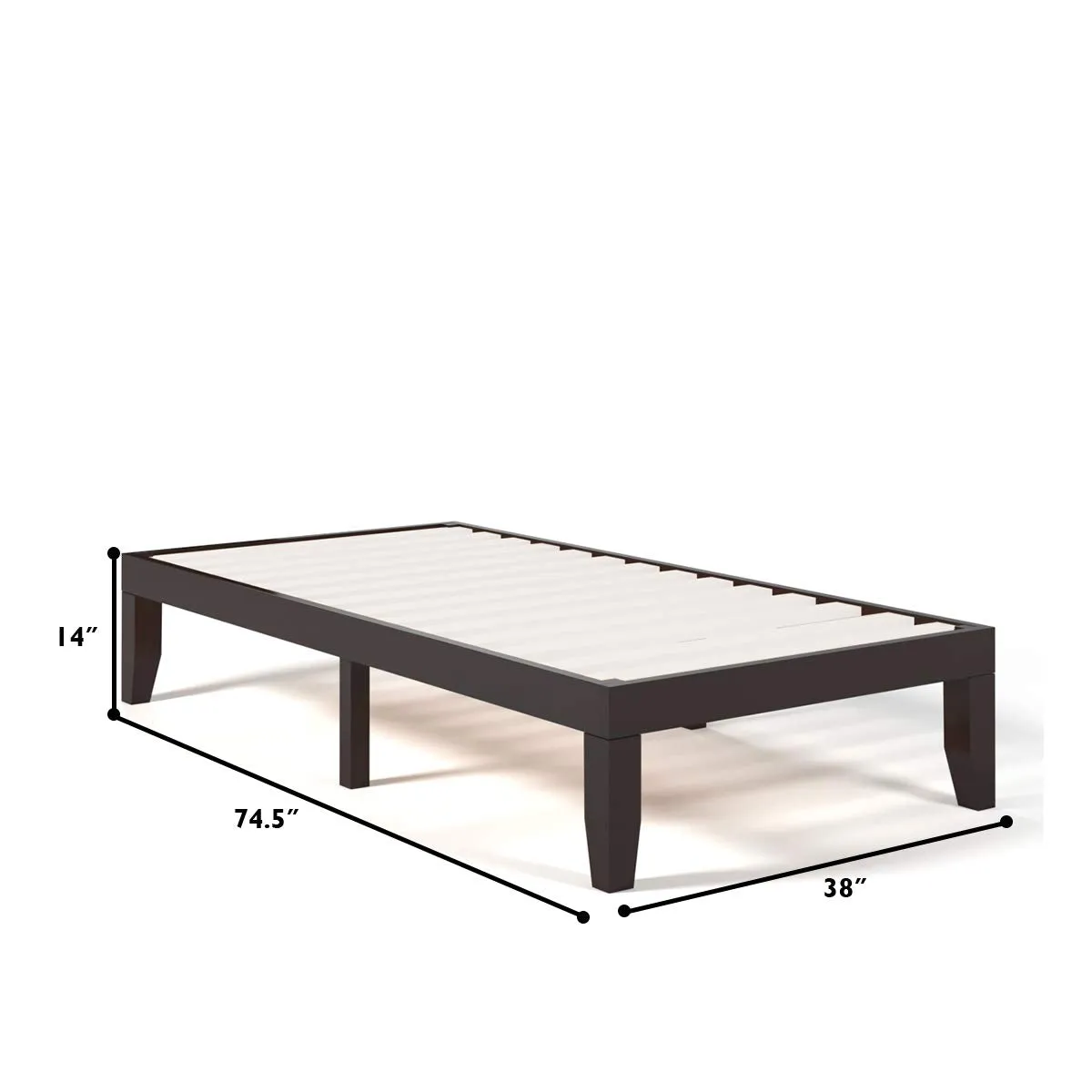 No Box Spring Needed 14 Inch Solid Wood Platform Bed Frame