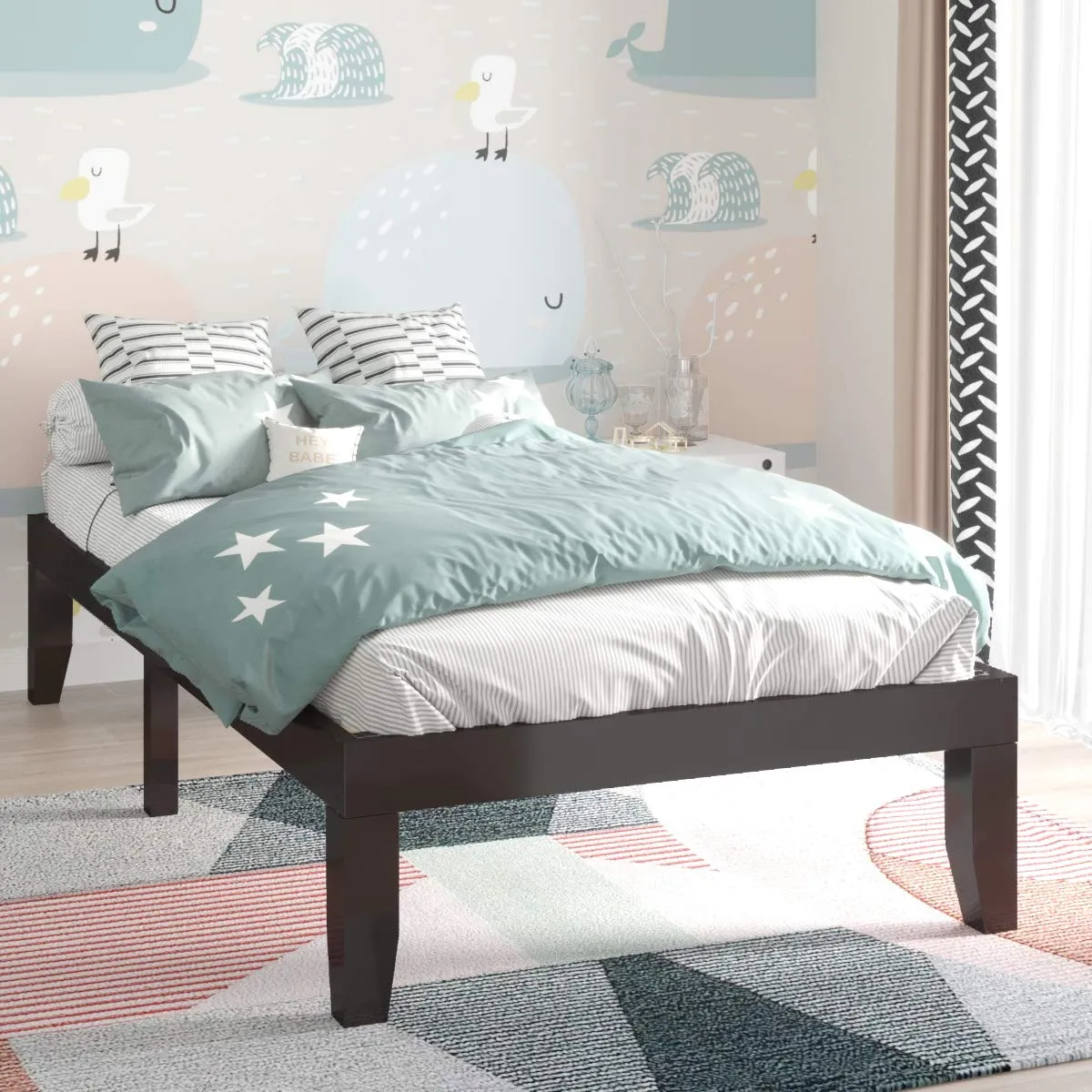 No Box Spring Needed 14 Inch Solid Wood Platform Bed Frame