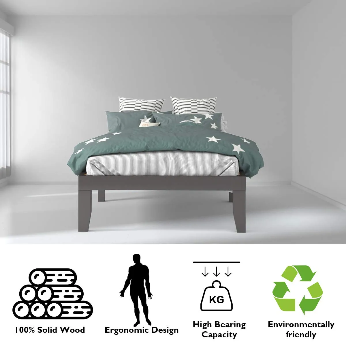 No Box Spring Needed 14 Inch Solid Wood Platform Bed Frame