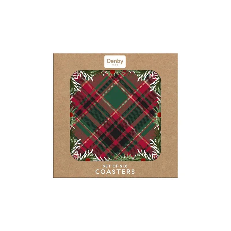 Noel Tartan Set of 6 Coasters, L10.5 x W10.5cm, Multi