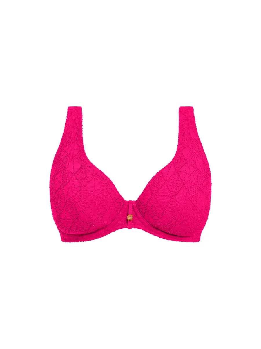 Nomad Nights High Apex Bikini Top - Fuchsia