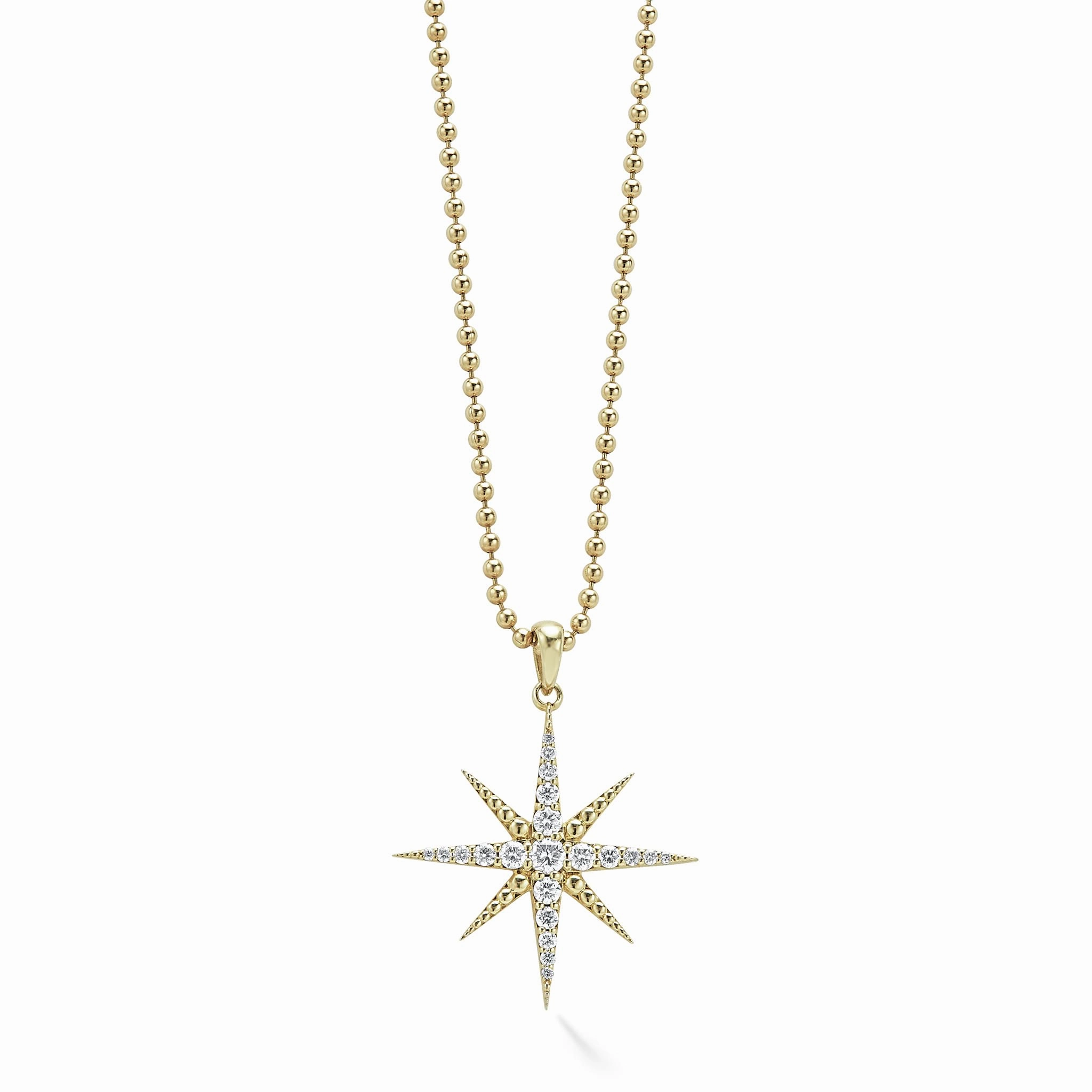 North Star 18K Gold Delicate Diamond Pendant Necklace