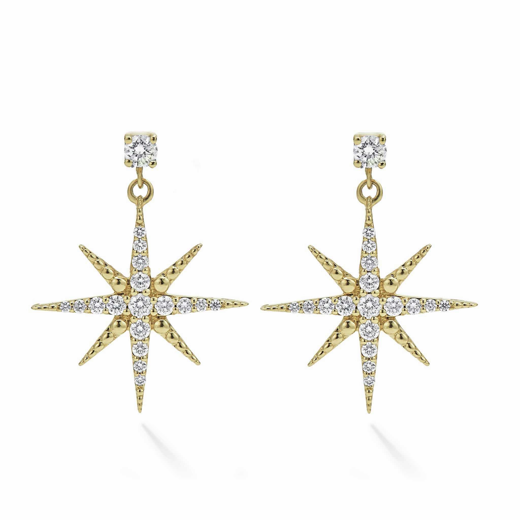 North Star 18K Gold Diamond Drop Earrings
