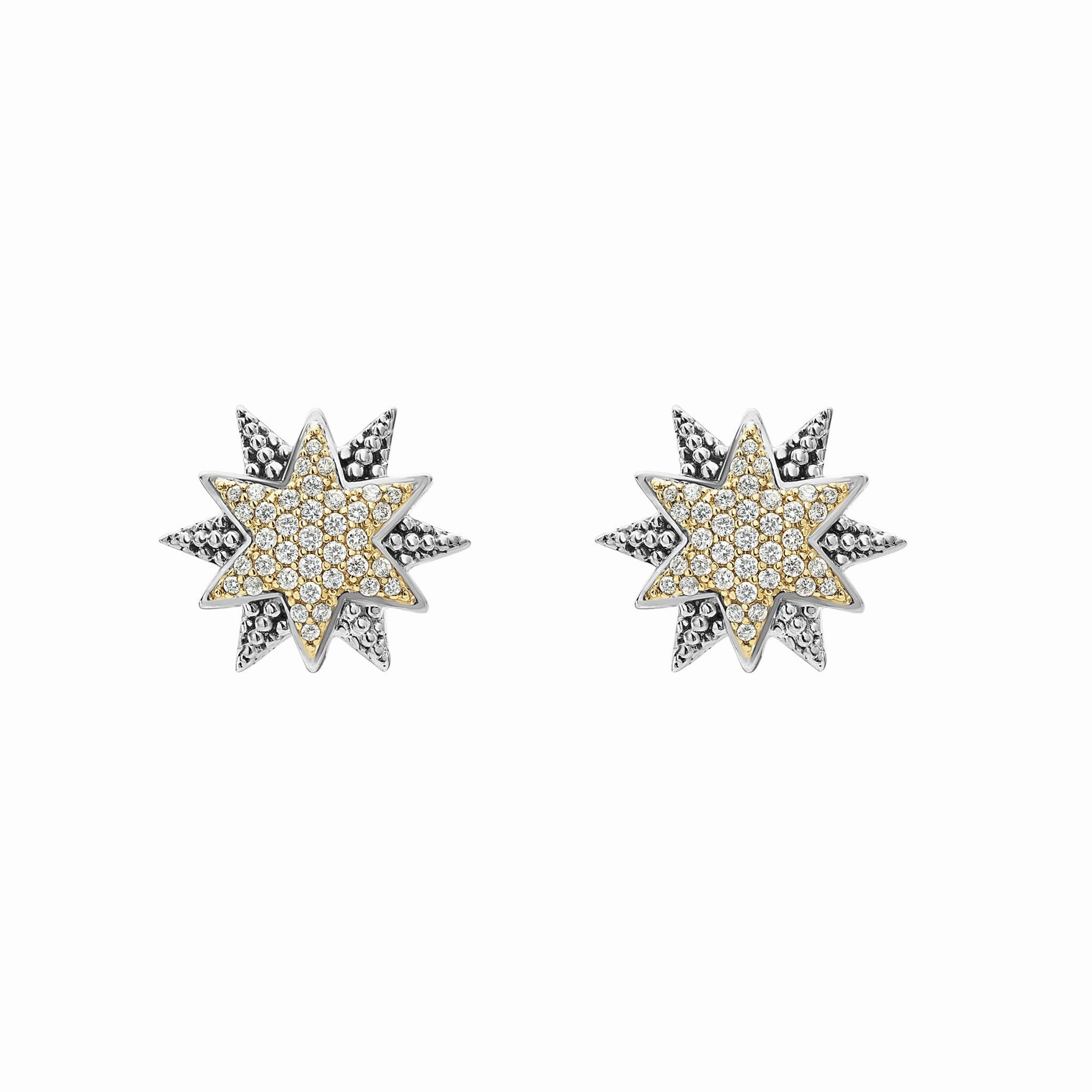 North Star Two-Tone Star Diamond Earrings