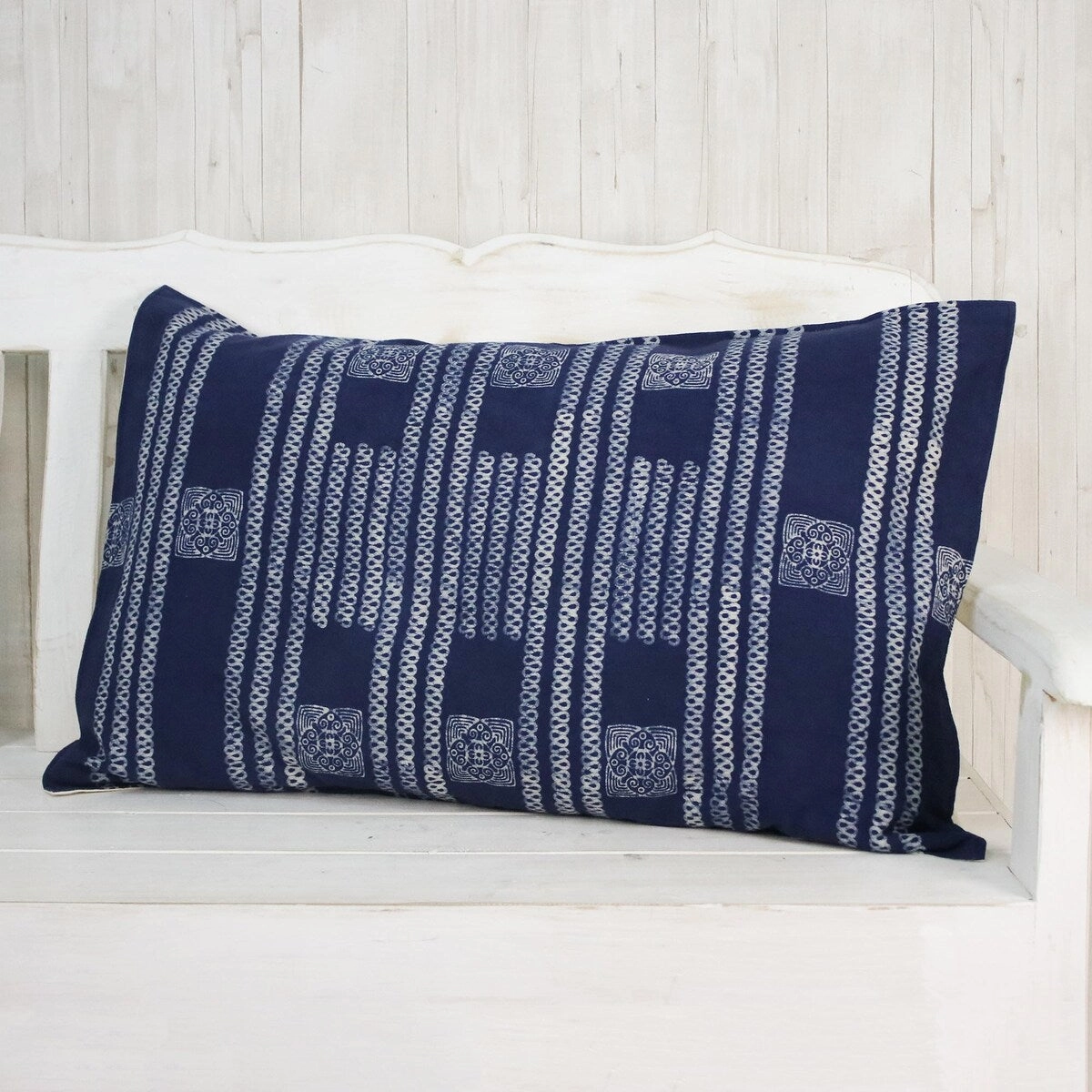 Novica Handmade Indigo Forever Batik Cotton Pillow Sham