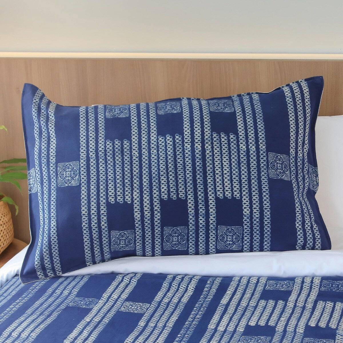 Novica Handmade Indigo Forever Batik Cotton Pillow Sham