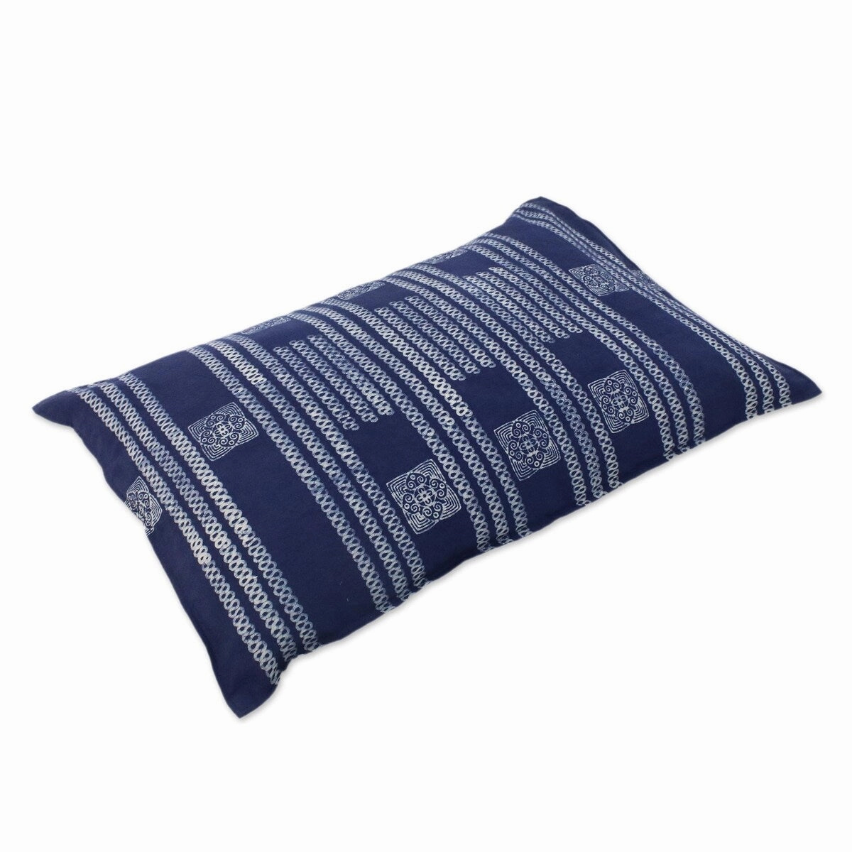 Novica Handmade Indigo Forever Batik Cotton Pillow Sham