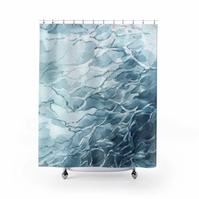 Ocean Waves Shower Curtain | Dusty Blue Lighting,Home Lighting