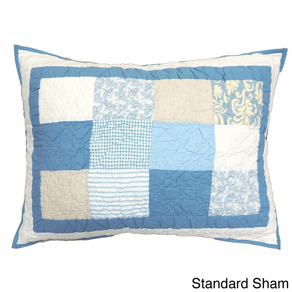 Oceanside Blue and White Quilted Sham pillowcases,cotton pillow covers,bed linen