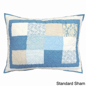 Oceanside Blue and White Quilted Sham pillowcases,cotton pillow covers,bed linen