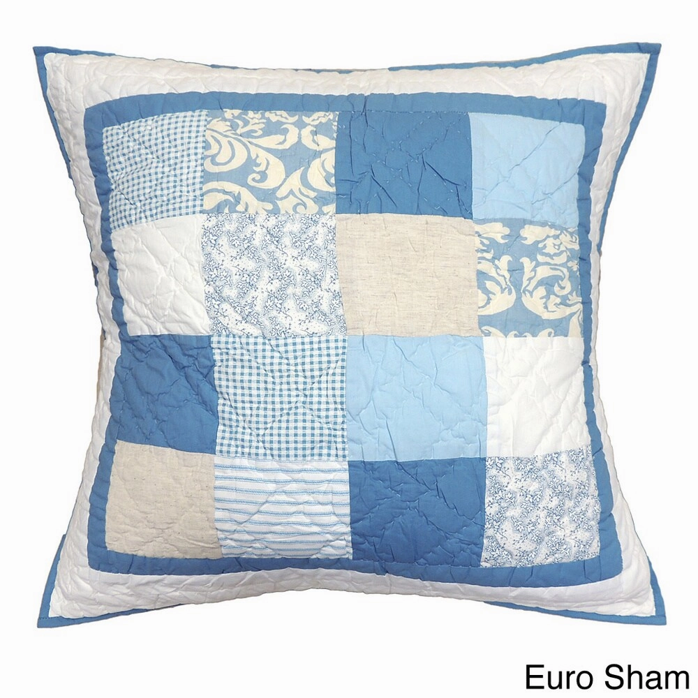 Oceanside Blue and White Quilted Sham
