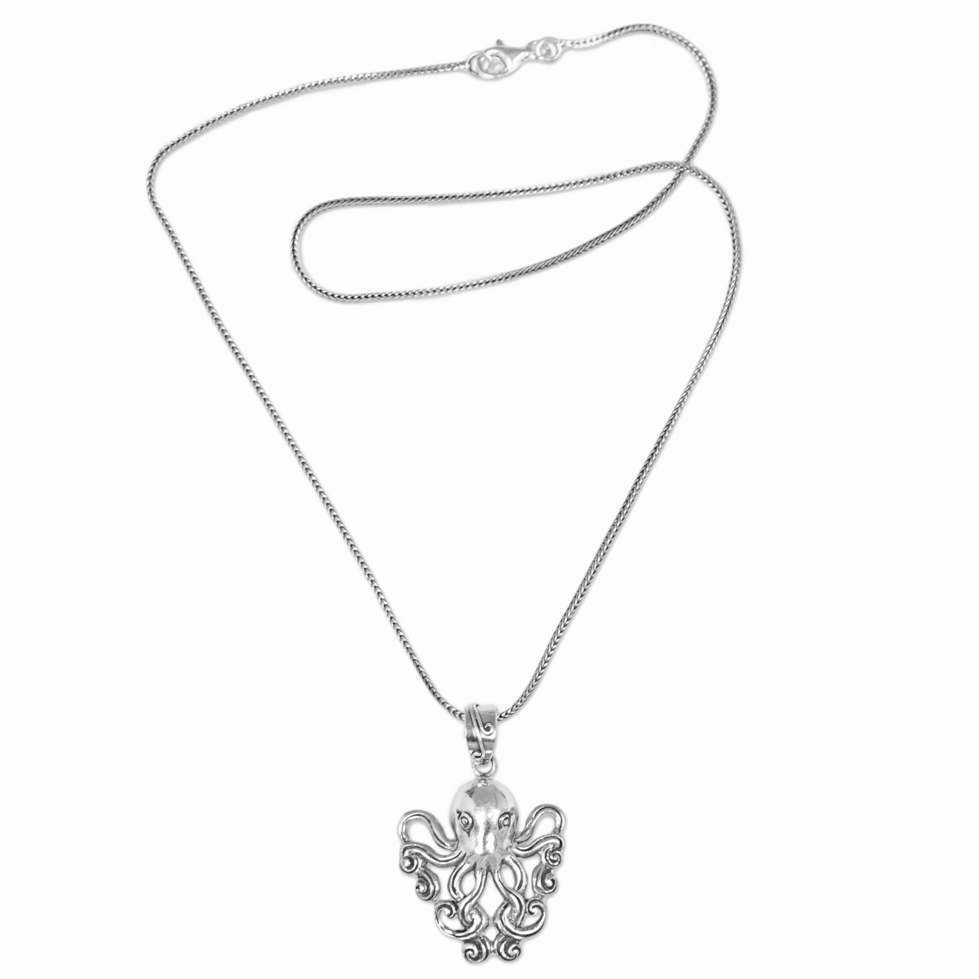 Octopus of the Deep Sterling Pendant Necklace