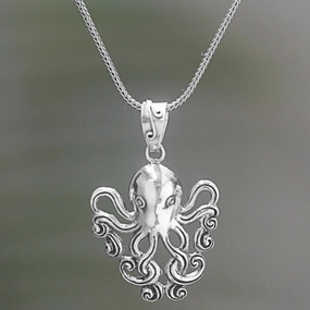 Octopus of the Deep Sterling Pendant Necklace