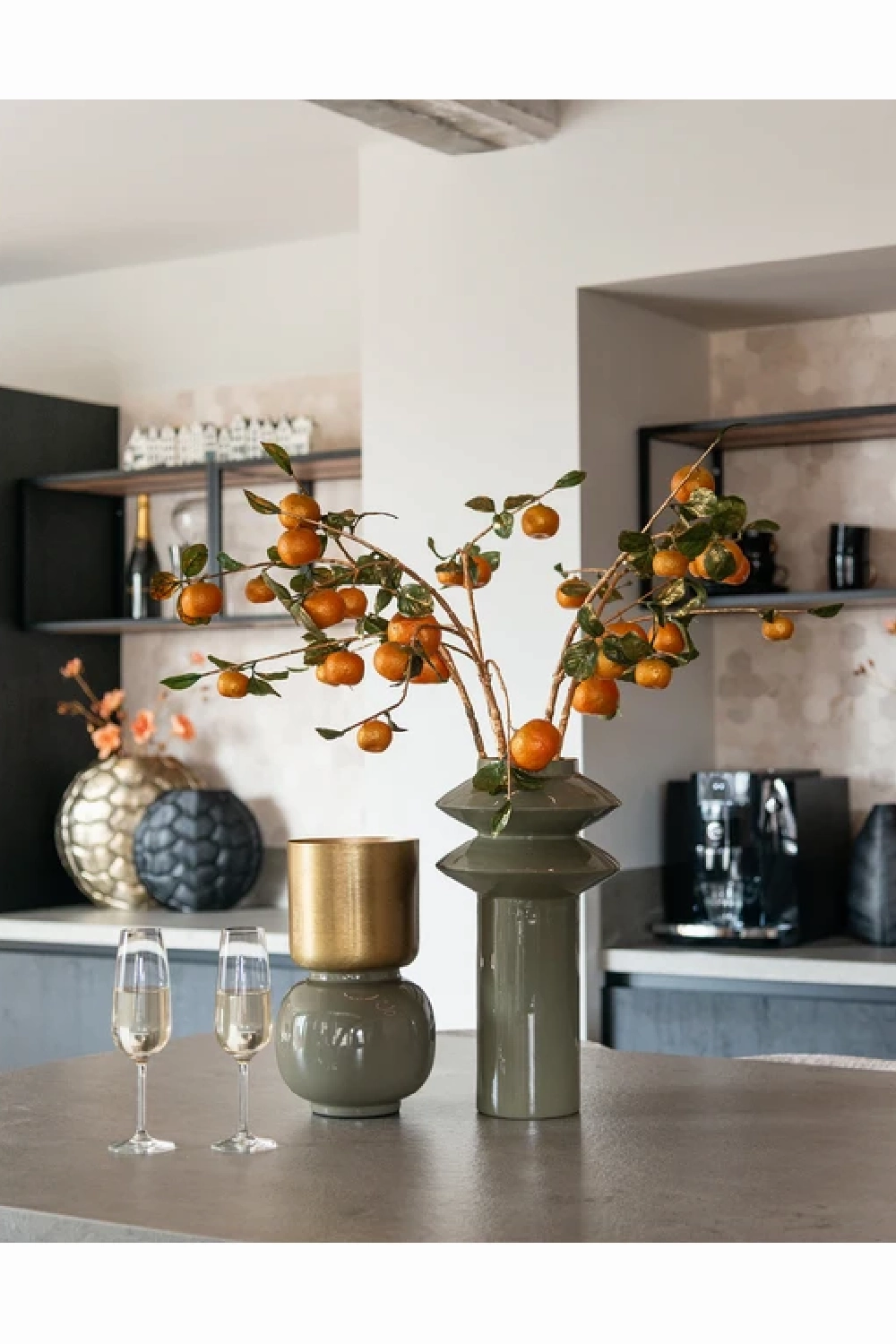 Olive Green Iron Vase | OROA Flora
